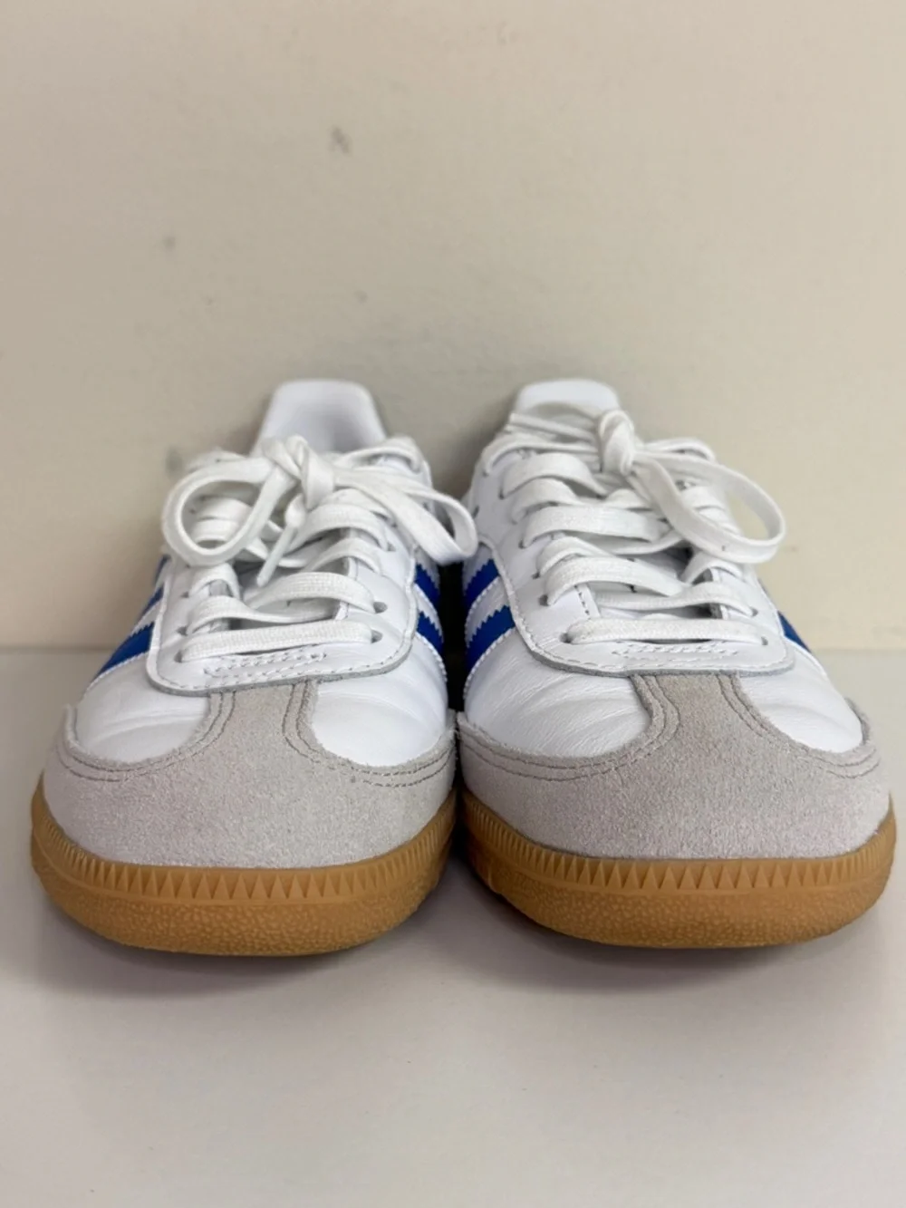 Adidas: Kids' Grade School Samba OG Shoes, Blue / White / Gum Sole, Size Y4.5